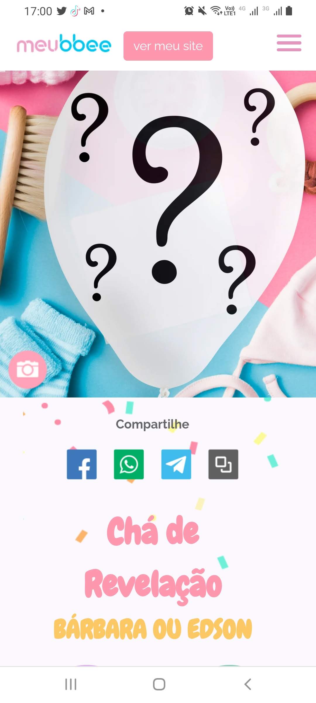 Capa do site de Chá de Bebê Online