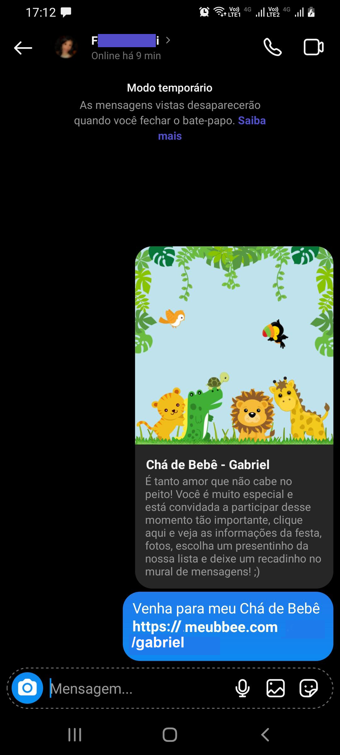 Tema animado grátis Safari de Chá de bebê convite compartilhado no Instagram 