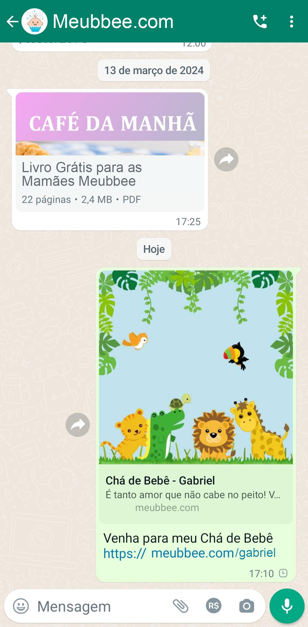 Tema animado grátis Safari de Chá de bebê convite compartilhado no Whatsaoo